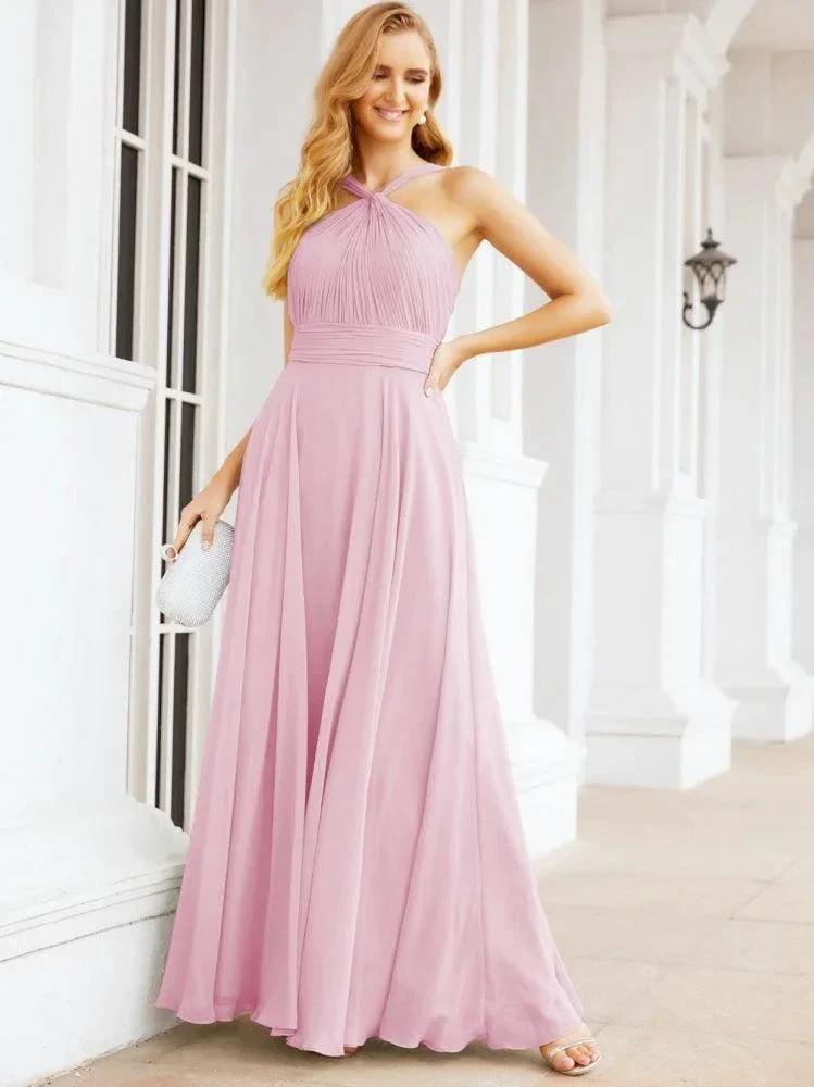 Numbersea Crisscross Halter Bridesmaid Dresses for Party Wedding Evening Prom Maxi Ball Gowns 28053