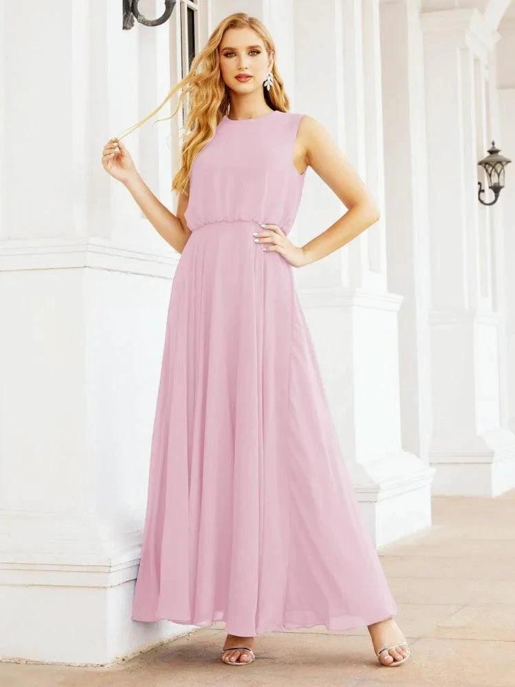 Numbersea Sleeveless Long Bridesmaid Dress A line Formal Evening Prom Gown 28025
