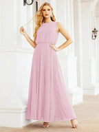 Numbersea Sleeveless Long Bridesmaid Dress A line Formal Evening Prom Gown 28025