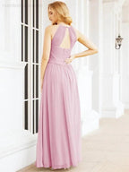 Numbersea Sleeveless Bridesmaid Dresses Long Prom Gown Zipper with Keyhole Back 28056