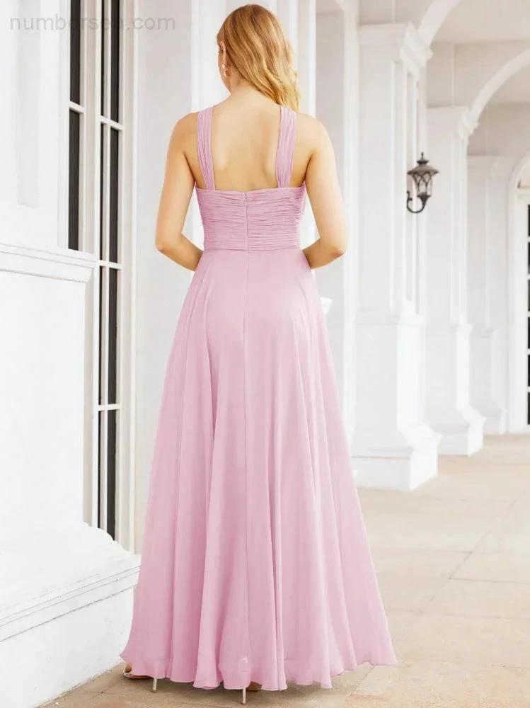 Numbersea Crisscross Halter Bridesmaid Dresses for Party Wedding Evening Prom Maxi Ball Gowns 28053