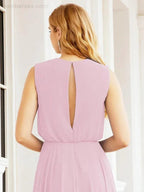 Numbersea Sleeveless Long Bridesmaid Dress A line Formal Evening Prom Gown 28025