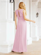 Formal Prom Gown Elegant V-Neck Sleeveless Bridesmaid Dresses for Wedding Party 28037