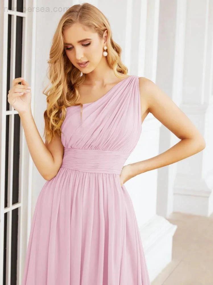 Numbersea One Shoulder Bridesmaid Dresses Long Maxi Formal Evening Party Prom Gowns 28061