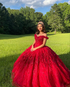 Luxurious Red Quinceanera Dress,Red Ball Gown,Red Sweet 16 Dress Y2338