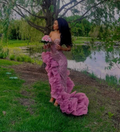 Sexy Mermaid Ruffles Slit Long Evening Gown Formal Prom Dress Y7911