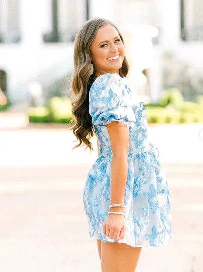 Retro Style Floral A-line Short Homecoming Dress Summer Outfit Dress Y2957