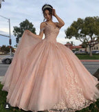 Pink Quinceanera Off Shoulder Lace Appliques Ball Gown Y2734