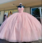 Sweetheart Light Pink Quinceanera Dresses Ball Gown Birthday Party Dress Y2730