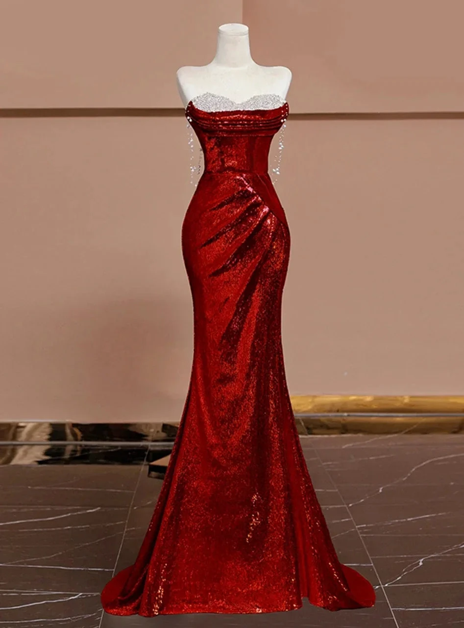Sparkly Mermaid Sequins Sweetheart Prom Dress Evening Dress Y7612