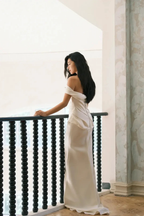 Charming Off Thes Satin Mermaid Evening Dress,White Prom Dress Wedding Dress Y8592