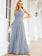 Numbersea Crisscross Halter Bridesmaid Dresses for Party Wedding Evening Prom Maxi Ball Gowns 28053