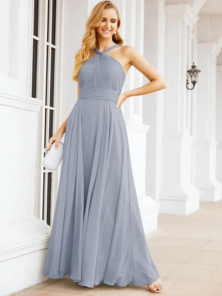 Numbersea Crisscross Halter Bridesmaid Dresses for Party Wedding Evening Prom Maxi Ball Gowns 28053