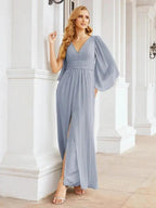 Numbersea Bridesmaid Dresses with Split for Wedding Party Flutter Sleeves 28045