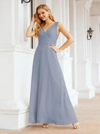 Formal Prom Gown Elegant V-Neck Sleeveless Bridesmaid Dresses for Wedding Party 28037