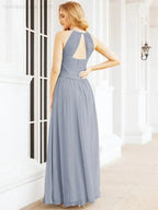 Numbersea Sleeveless Bridesmaid Dresses Long Prom Gown Zipper with Keyhole Back 28056