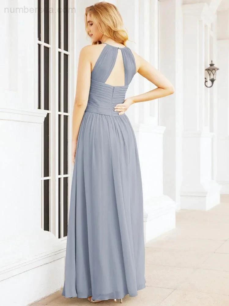 Numbersea Sleeveless Bridesmaid Dresses Long Prom Gown Zipper with Keyhole Back 28056