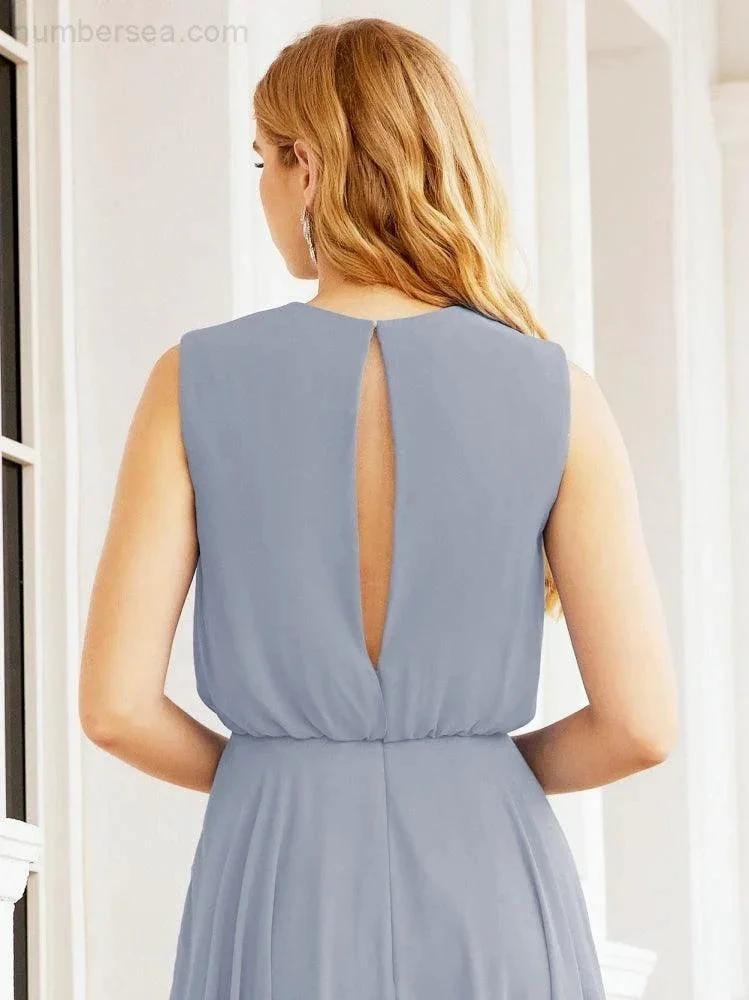 Numbersea Sleeveless Long Bridesmaid Dress A line Formal Evening Prom Gown 28025