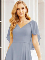 Numbersea Bridesmaid Dresses for Wedding Formal Evening Party Prom Gown with Cape 28050