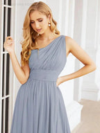 Numbersea One Shoulder Bridesmaid Dresses Long Maxi Formal Evening Party Prom Gowns 28061