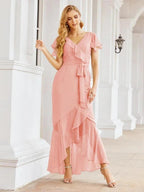 Numbersea Ruffled Bridesmaid Dresses Mermaid Formal Violin Evening Party Prom Gowns 28042
