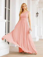 Numbersea One Shoulder Bridesmaid Dresses Long Maxi Formal Evening Party Prom Gowns 28061
