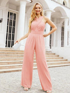 Numbersea Crisscross Neck Jumpsuit Formal Evening Dress Long Bridesmaid Dresses Bell-bottomed Pants 28033
