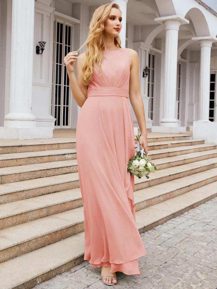 Numbersea Bridesmaid Dresses for Wedding Ruffles Long Formal Prom Gowns 28039