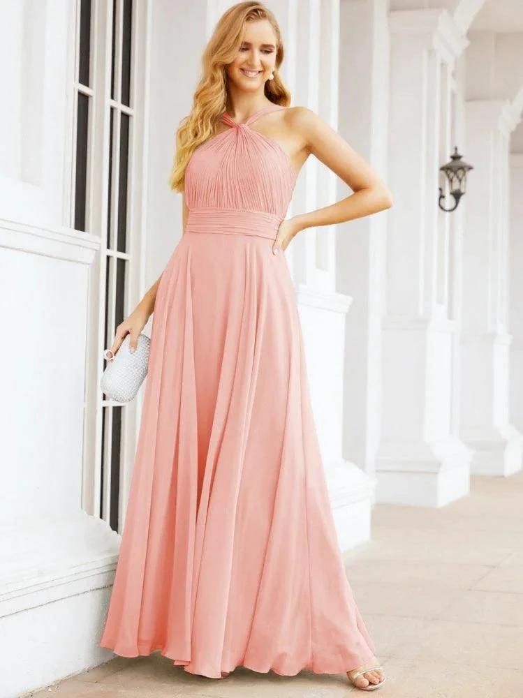 Numbersea Crisscross Halter Bridesmaid Dresses for Party Wedding Evening Prom Maxi Ball Gowns 28053
