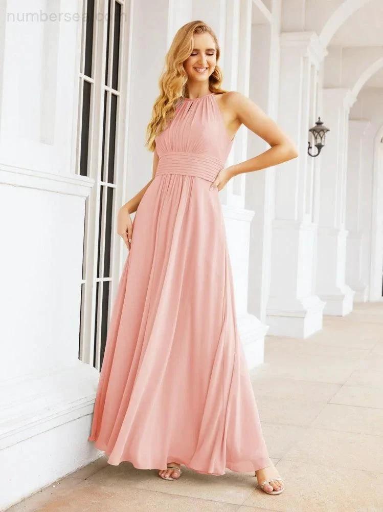 Numbersea Keyhole Bridesmaid Dresses Sleeveless Formal Evening Party Prom Gowns 28043