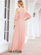 Numbersea Cold Shoulder Bridesmaid Dresses A-Line Long Formal Evening Gowns 28074