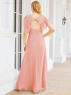Sunnderly Bridesmaid Dresses Cape Formal Prom Dress Open Back Gowns for Mother of The Bride SY28058