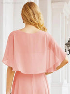 Numbersea Bridesmaid Dresses for Wedding Formal Evening Party Prom Gown with Cape 28050