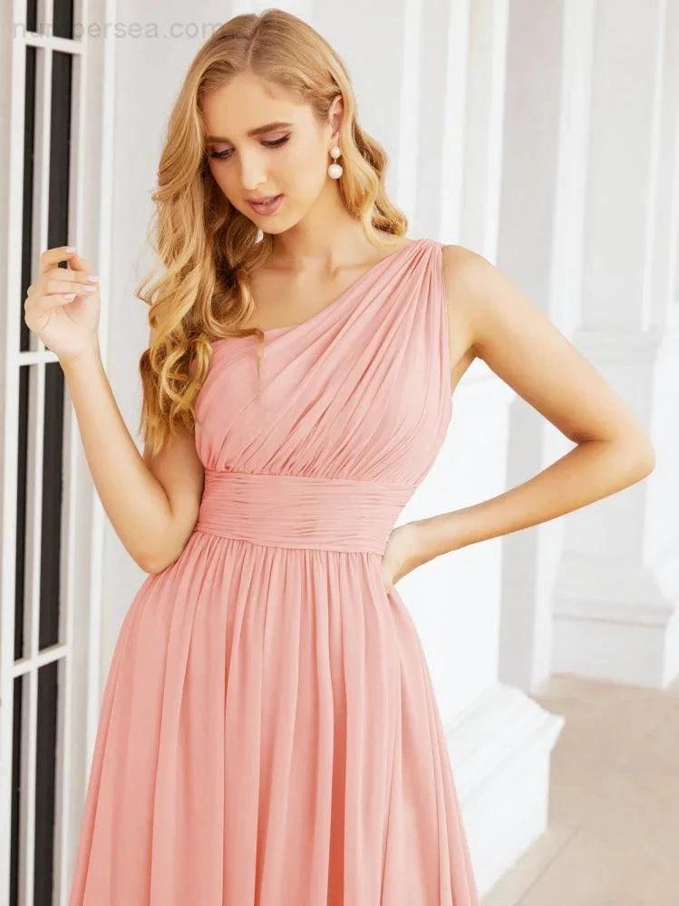 Numbersea One Shoulder Bridesmaid Dresses Long Maxi Formal Evening Party Prom Gowns 28061