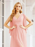 Numbersea Bridesmaid Dresses with Split for Wedding Party Flutter Sleeves 28045