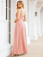 Numbersea Crisscross Halter Bridesmaid Dresses for Party Wedding Evening Prom Maxi Ball Gowns 28053