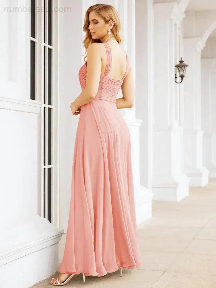 Numbersea Crisscross Halter Bridesmaid Dresses for Party Wedding Evening Prom Maxi Ball Gowns 28053