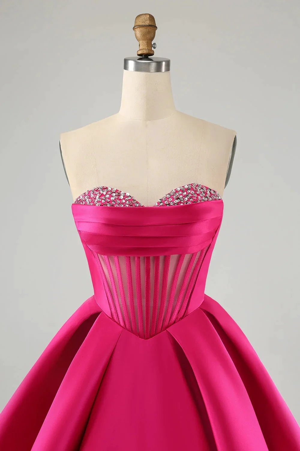 Cute Fuchsia A Line Sweetheart Corset Short Homecoming Dress with Beading