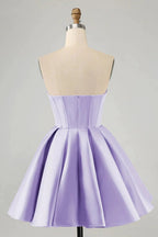 Cute A Line Sweetheart Corset Short Fuchsia Homecoming Dress with Beading