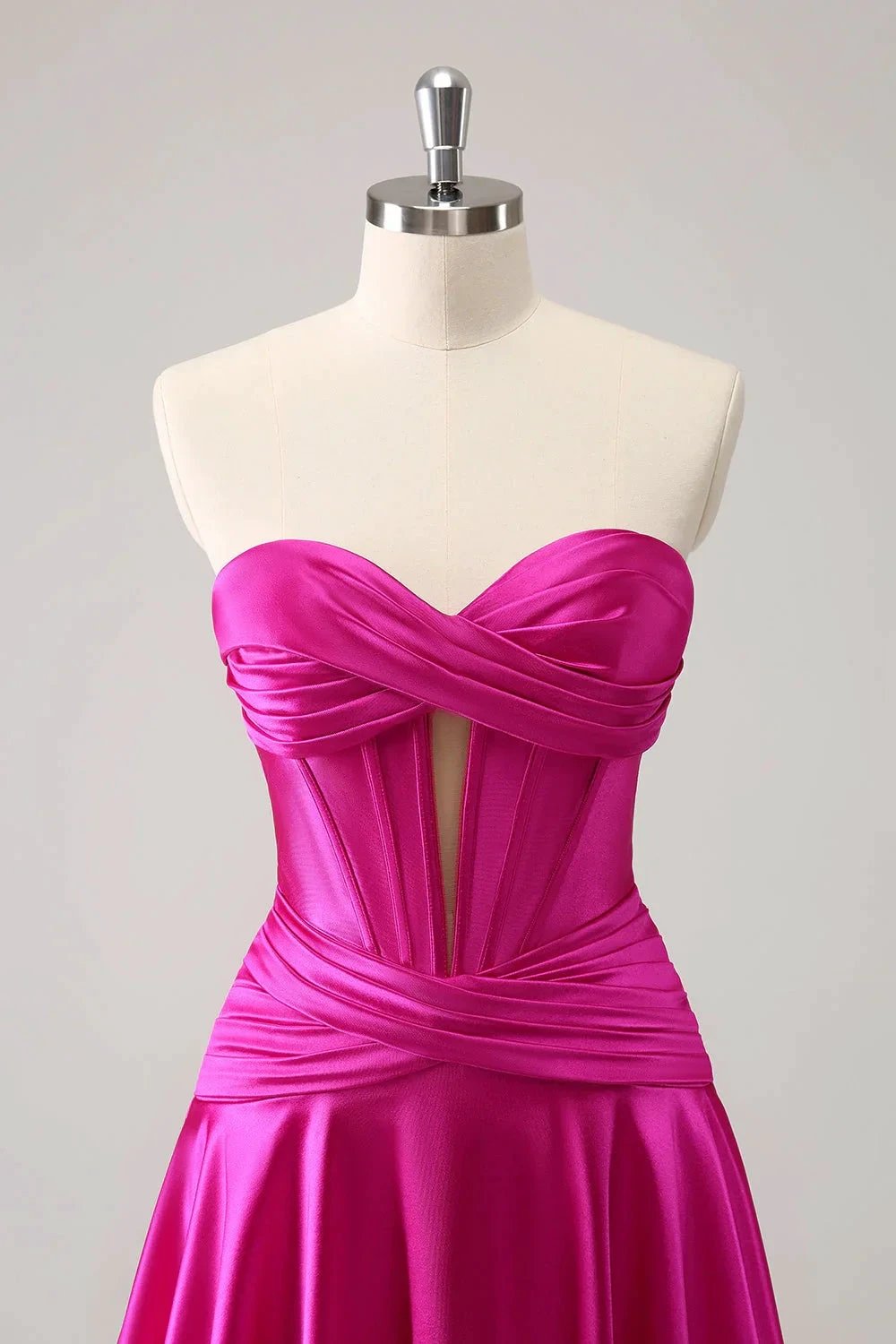 Cute Fuchsia A Line Sweetheart Criss Cross Corset Homecoming Dress with Ruffles