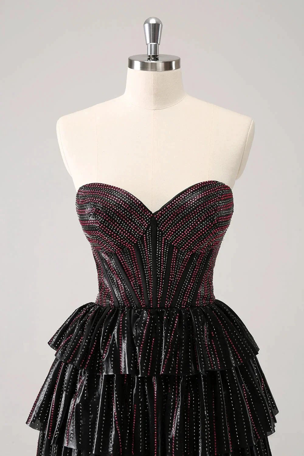 Cute Black Pink A Line Sweetheart Corset Short Homecoming Dress with Beading
