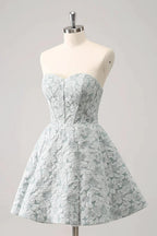 Cute Grey Green A Line Sweetheart Corset Short Homecoming Dress