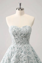 Cute Grey Green A Line Sweetheart Corset Short Homecoming Dress