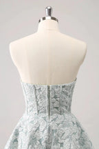 Cute Grey Green A Line Sweetheart Corset Short Homecoming Dress