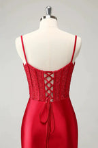 Red Corset Short Homecoming Dress with Lace Up Back
