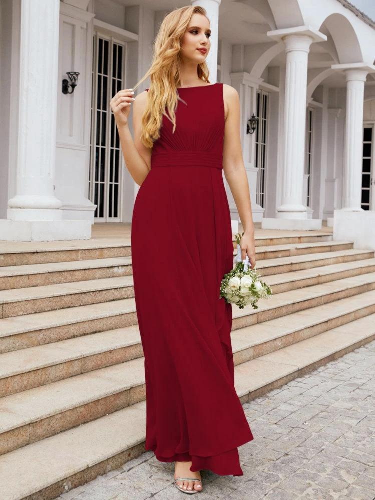Numbersea Bridesmaid Dresses for Wedding Ruffles Long Formal Prom Gowns 28039