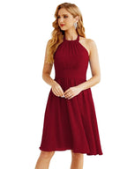 Numbersea Halter Chiffon Bridesmaid Dresses Short Sleeveless Formal Party Dress Open Back 28023