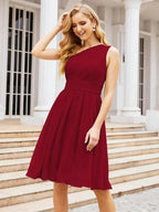 Numbersea Homecoming Dress One Shoulder Pleated Short Formal Prom Gowns 28046