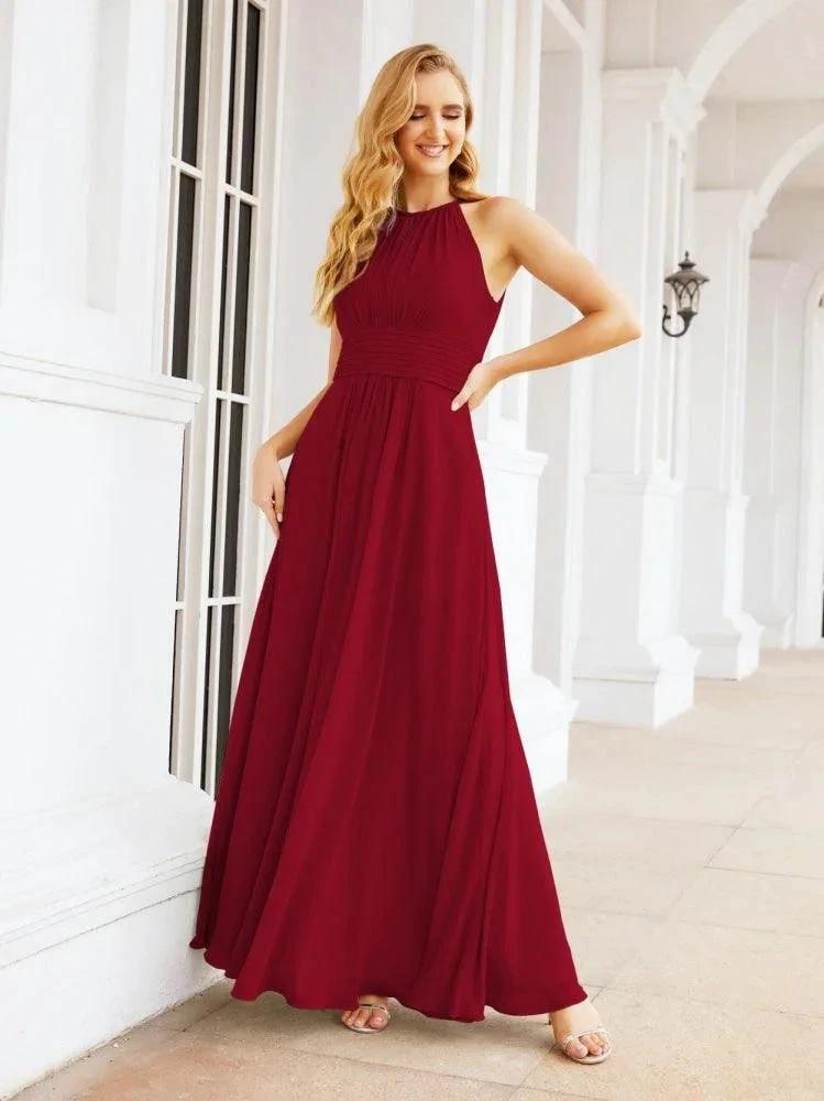 Numbersea Keyhole Bridesmaid Dresses Sleeveless Formal Evening Party Prom Gowns 28043