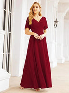 Numbersea Formal Prom Gowns for Mother of The Bride Short Sleeves Bridesmaid Dress 28049